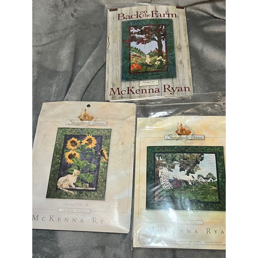 McKenna Ryan Quilt Patterns Lot Storybook Farm Back on the Farm 3 Blocks Cat